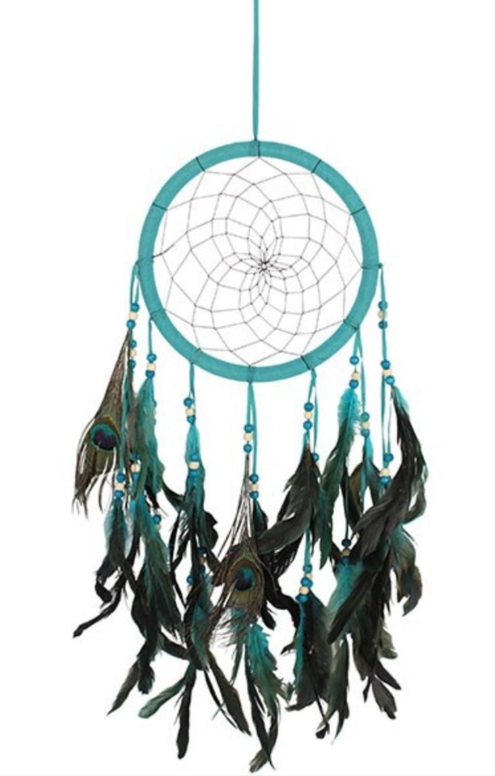 Dreamcatcher Turquoise Peacock Feather