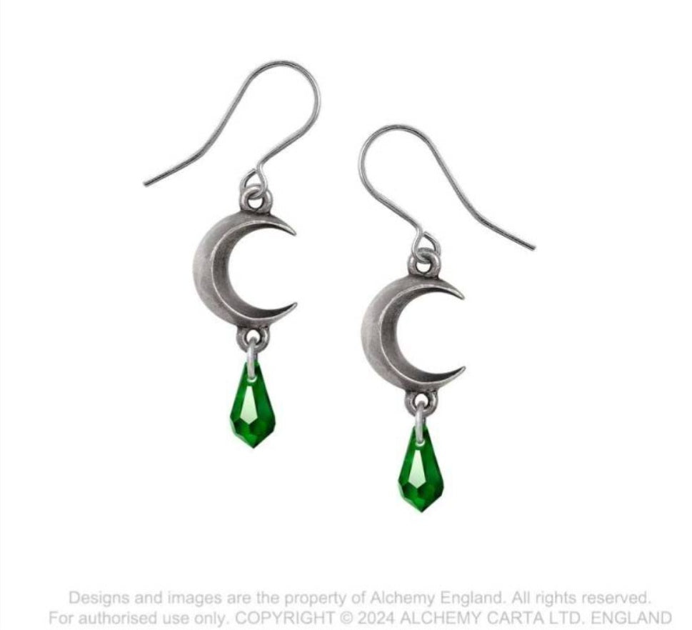 Alchemy Tears of the Moon Earrings Emerald