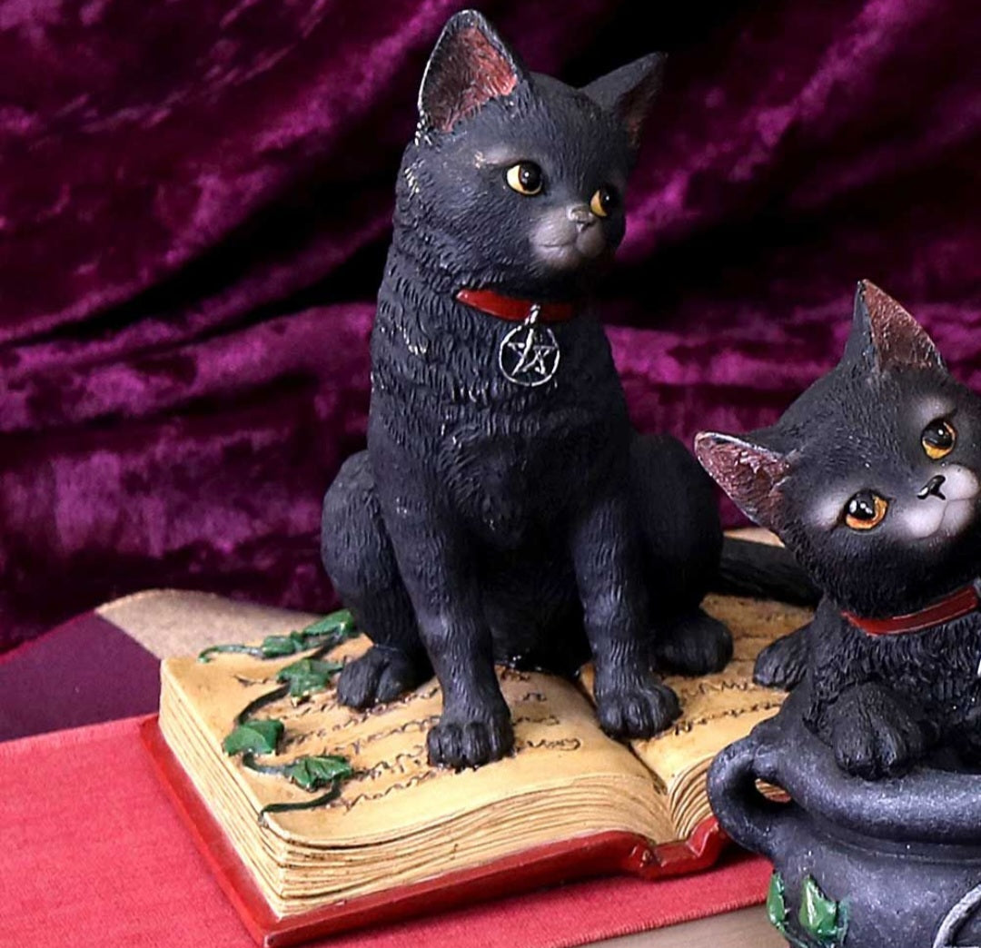 Eclipse Cat Spell Book Figurine Wiccan Witch Gothic Ornament
