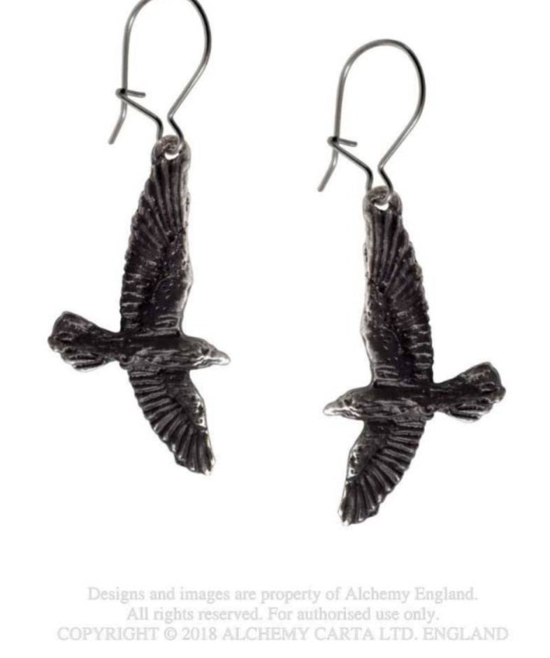 Alchemy Black Raven Earrings