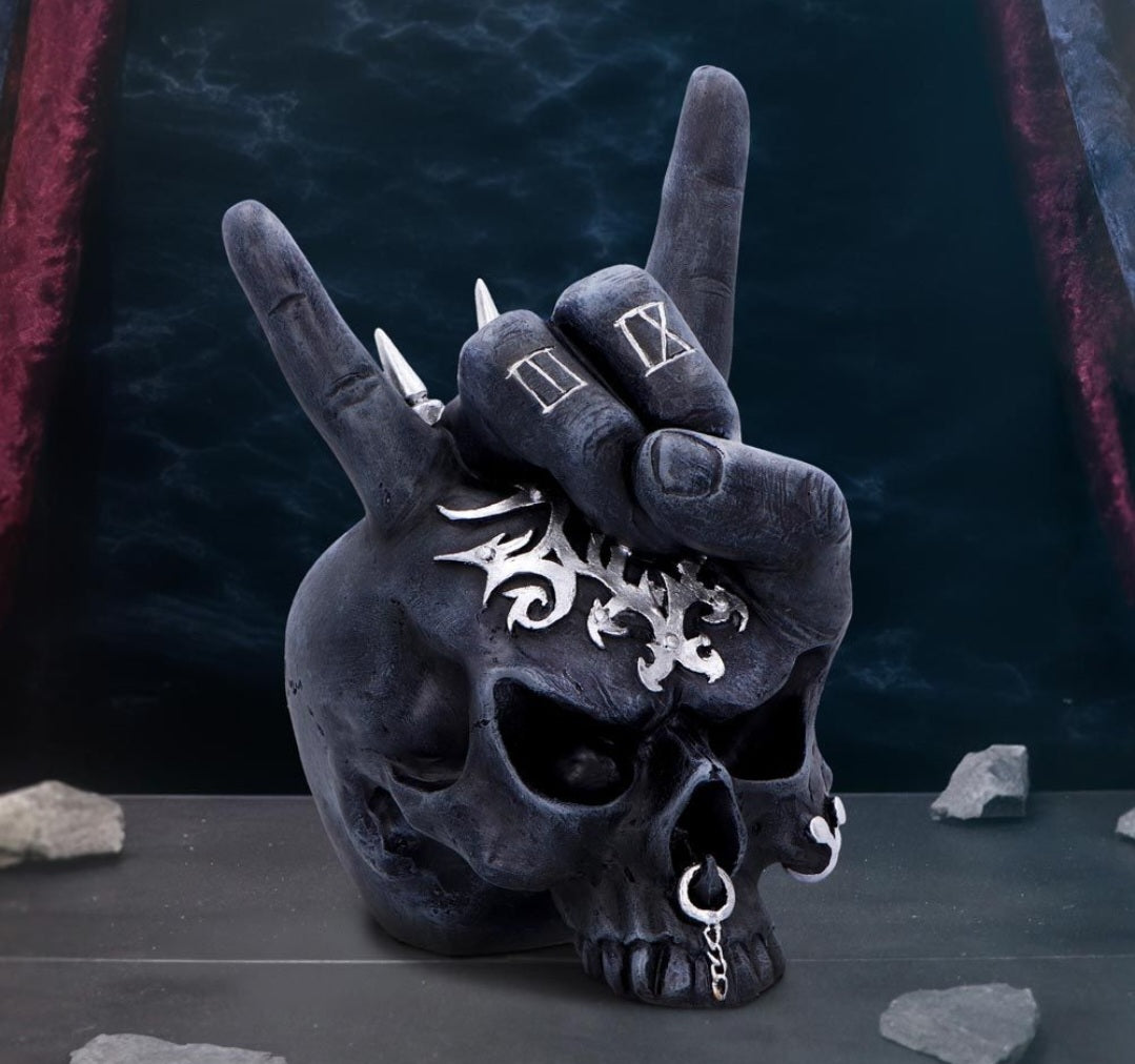 Horns Up Skull Ornament