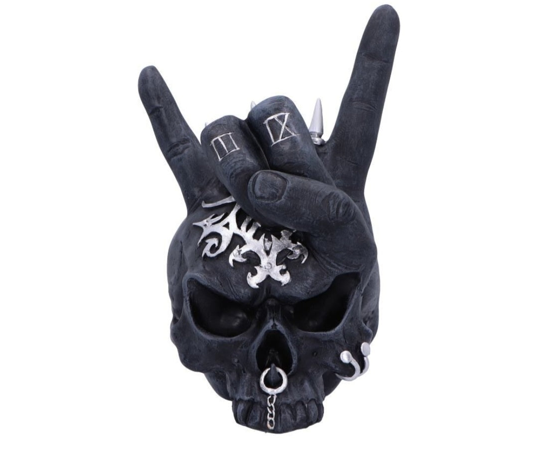 Horns Up Skull Ornament